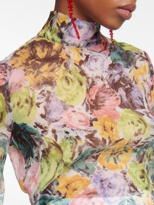 Top de mătase din șifon cu model floral Dries Van Noten