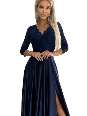 Σατέν μάξι φόρεμα με δαντέλα Numoco μπλε