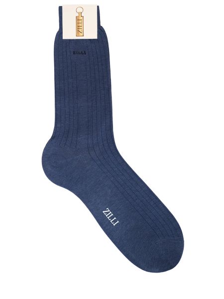 Хлопковые шелковые носки Zilli голубые
