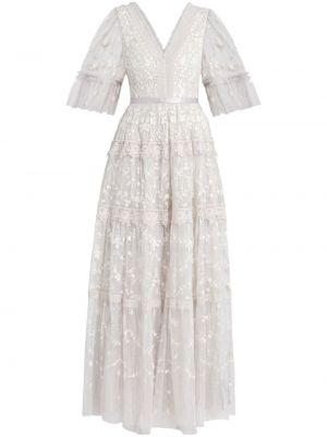 Φλοράλ κοκτέιλ φόρεμα με λαιμόκοψη v Needle & Thread λευκό