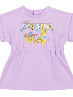 Bombažna obleka Moschino Kids vijolična