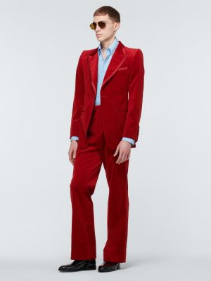 Bombažna žametna jakna iz rebrastega žameta Gucci rdeča