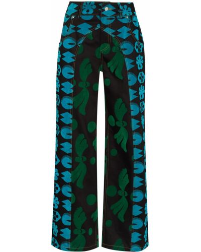 Pantalones con estampado abstracto bootcut Chopova Lowena negro