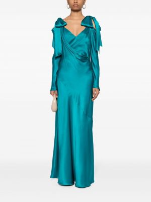 Drapiruotas vakarinė suknelė Alberta Ferretti žalia