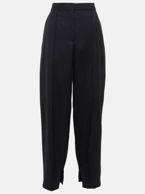 Vlněné kalhoty s vysokým pasem Loewe černé