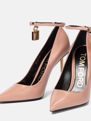 Кожени полуотворени обувки Tom Ford розово