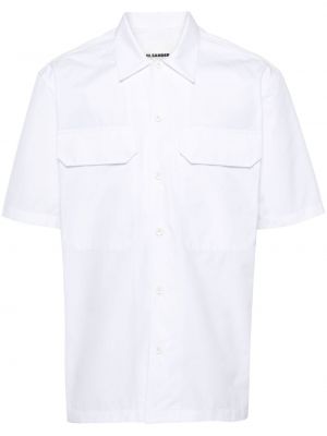 Chemise en coton avec manches courtes Jil Sander blanc