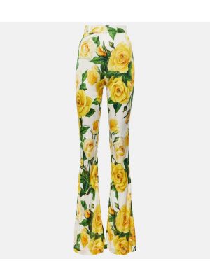 Kvetinové nohavice s vysokým pásom Dolce&gabbana ružová