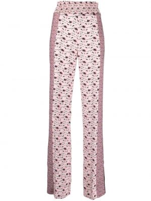 Voľné rovné nohavice s potlačou s paisley vzorom Prada Pre-owned ružová