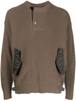 Sweter na guziki Sacai brązowy