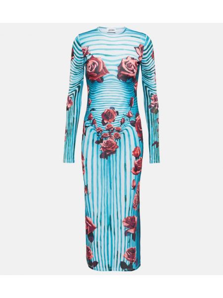 Sukienka midi w kwiatki z dżerseju Jean Paul Gaultier