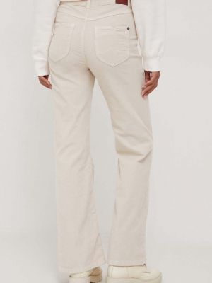 Manšestrové kalhoty s vysokým pasem Pepe Jeans béžové