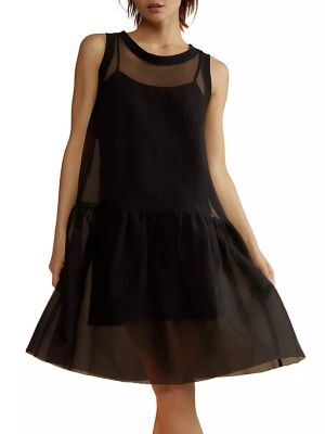 Платье мини с рюшами Cynthia Rowley черное