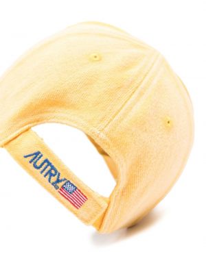 Haftowana czapka z daszkiem bawełniana Autry żółta