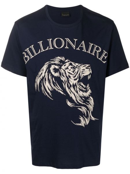 Памучна тениска с принт Billionaire синьо