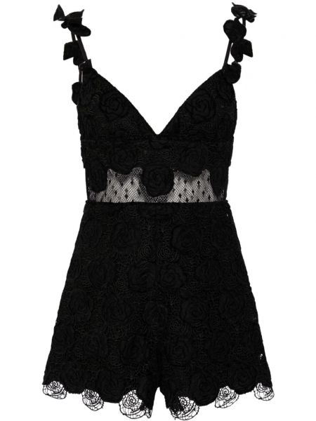 Φλοράλ ολόσωμη φόρμα με λαιμόκοψη v Alexis μαύρο