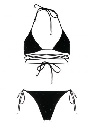 Bikini à imprimé Alessandra Rich noir