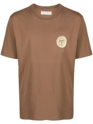 Bavlněné tričko s potiskem Paura hnědé