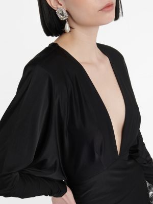 Σατέν μίντι φόρεμα Alexandre Vauthier μαύρο