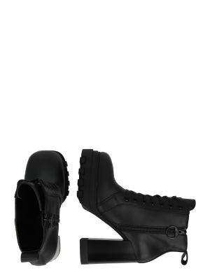 Škornji z vezalkami z vezalkami s peto Tommy Jeans črna