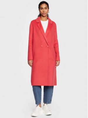 Vlněný zimní kabát Twinset růžový