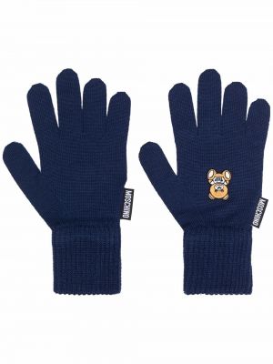 Vlnené rukavice Moschino modrá