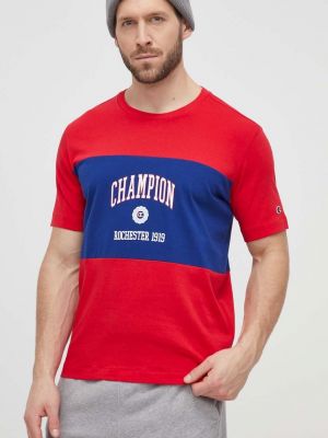 Koszulka bawełniana z nadrukiem Champion czerwona