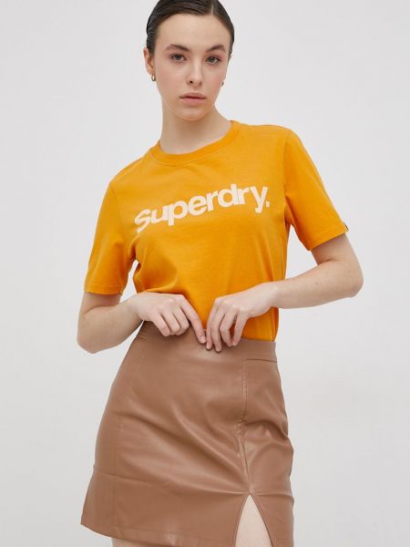 Памучна тениска Superdry оранжево