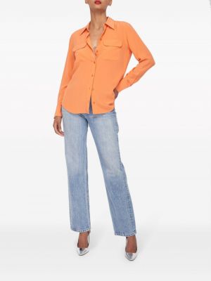 Slim fit hedvábná košile Equipment oranžová