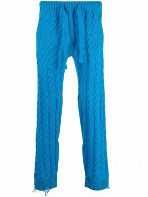 Pantalones rectos con cordones de punto Laneus azul