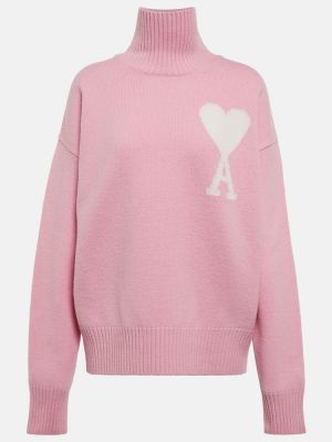Vlněný svetr Ami Paris růžový
