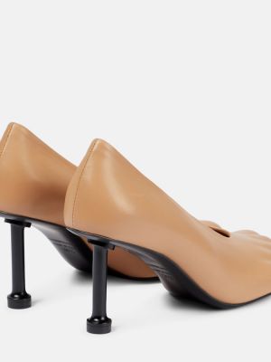 Кожени полуотворени обувки Balenciaga бежово