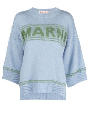 Вълнен пуловер Marni синьо