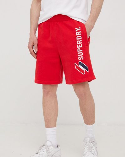 Pamučne kratke hlače Superdry crvena
