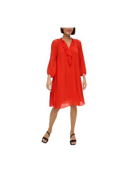 Mini vestido de gasa plisado S.oliver rojo