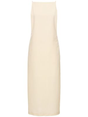 Μάλλινη μάξι φόρεμα με τροπικά μοτίβα mohair Auralee λευκό