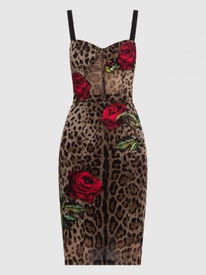 Леопардова коктейльна сукня з принтом Dolce&gabbana коричнева
