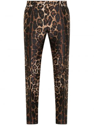 Pantalon slim à imprimé à imprimé léopard Dolce & Gabbana marron