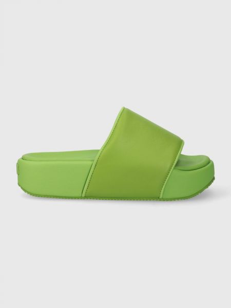 Kožené pantofle Y-3 zelené
