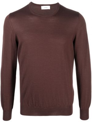 Vlněný svetr s kulatým výstřihem Lardini hnědý