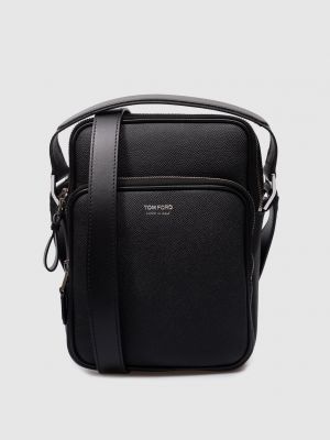 Черная кожаная сумка через плечо с принтом Tom Ford
