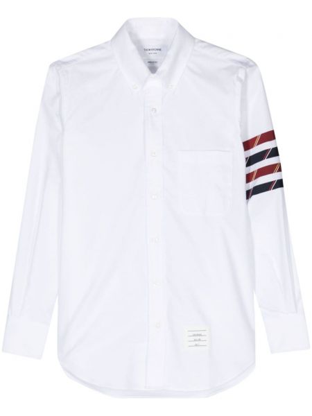 Svītrainas kokvilnas krekls Thom Browne balts