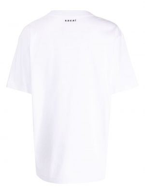 Bavlněné tričko s kulatým výstřihem Sacai bílé