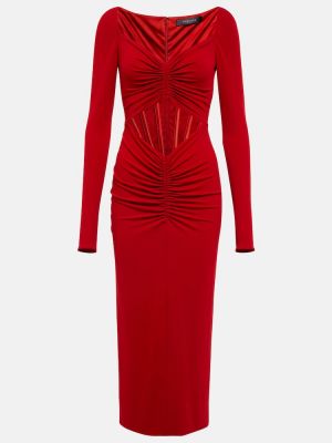 Миди рокля от джърси от тюл Versace червено