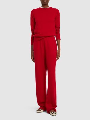 Pantalones de cachemir de punto Extreme Cashmere rojo