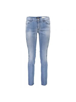 Haftowane jeansy skinny Just Cavalli niebieskie