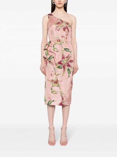 Drapované midi šaty Marchesa Notte růžové