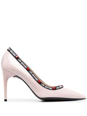 Кожени полуотворени обувки Love Moschino розово