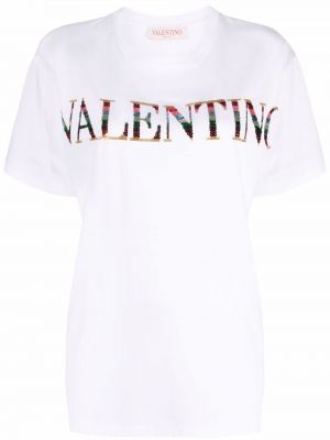 T-shirt con paillettes Valentino Garavani bianco