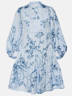 Платье-рубашка из хлопкового поплина с принтом Erdem синий